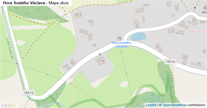 Hora Svatého Václava - mapa obce