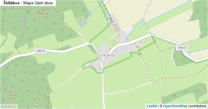 Šidlákov - mapa části obce