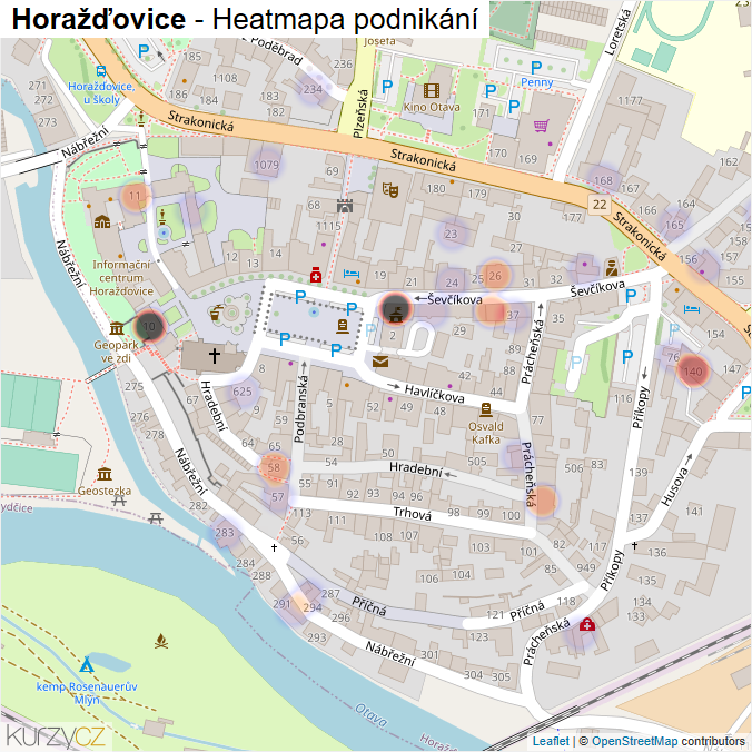 Mapa Horažďovice - Firmy v obci.