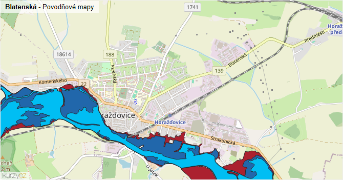 Blatenská - záplavové mapy stoleté vody