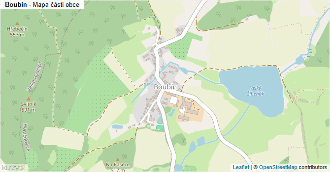 Boubín - mapa části obce