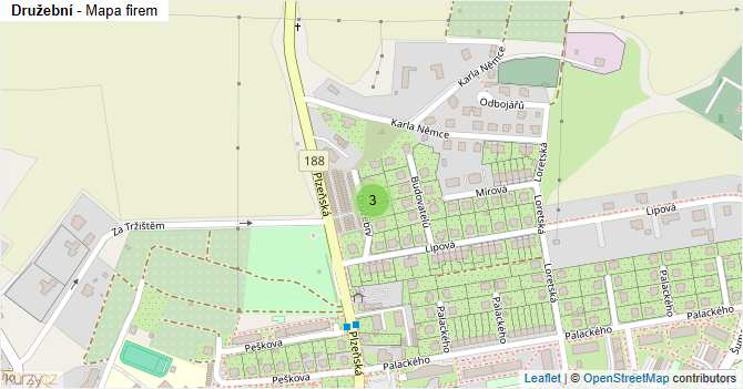 Družební - mapa firem