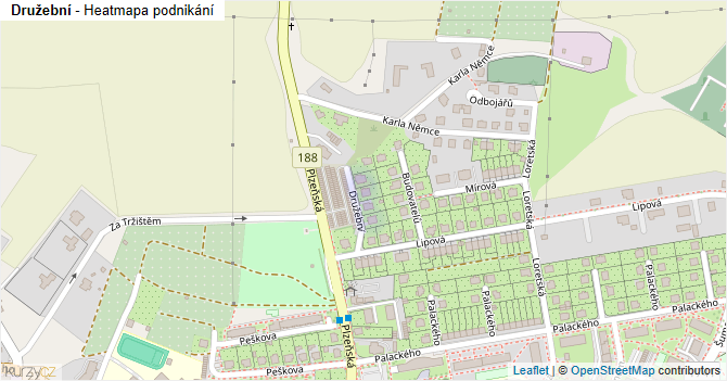 Družební - mapa podnikání