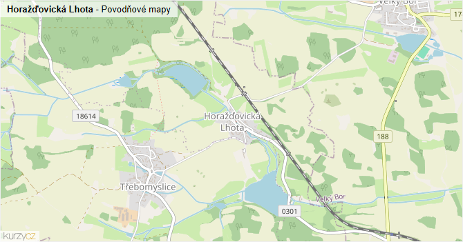 Horažďovická Lhota - záplavové mapy stoleté vody