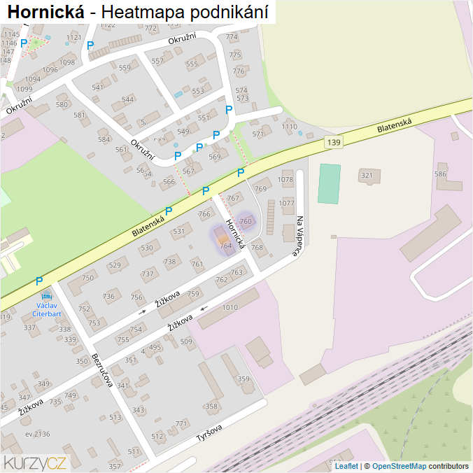 Mapa Hornická - Firmy v ulici.