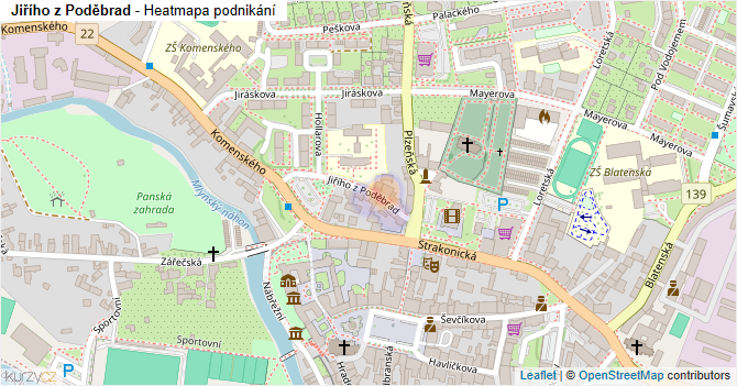 Jiřího z Poděbrad - mapa podnikání