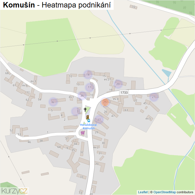 Mapa Komušín - Firmy v části obce.