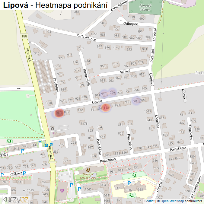 Mapa Lipová - Firmy v ulici.