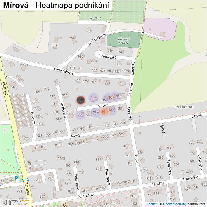 Mapa Mírová - Firmy v ulici.