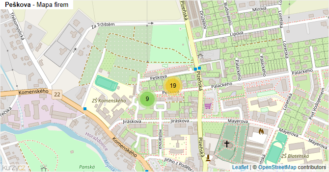 Peškova - mapa firem