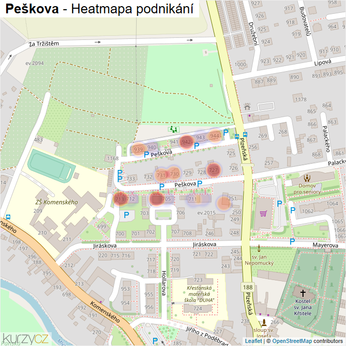Mapa Peškova - Firmy v ulici.