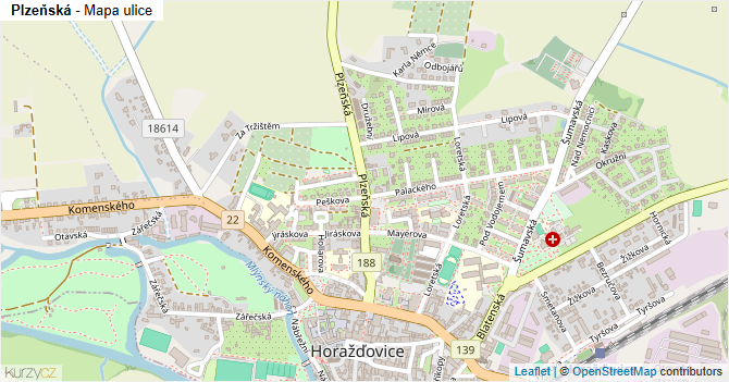 Plzeňská - mapa ulice
