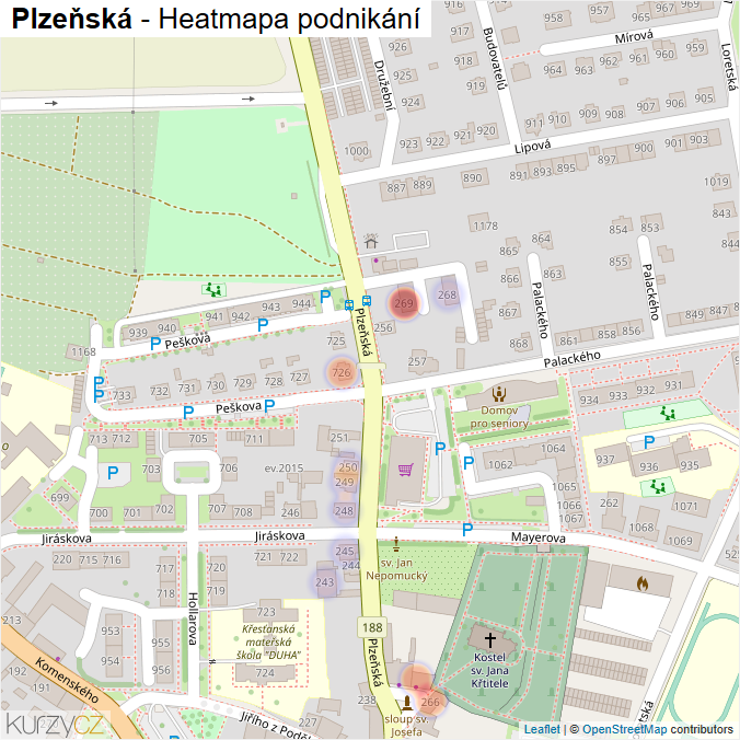 Mapa Plzeňská - Firmy v ulici.