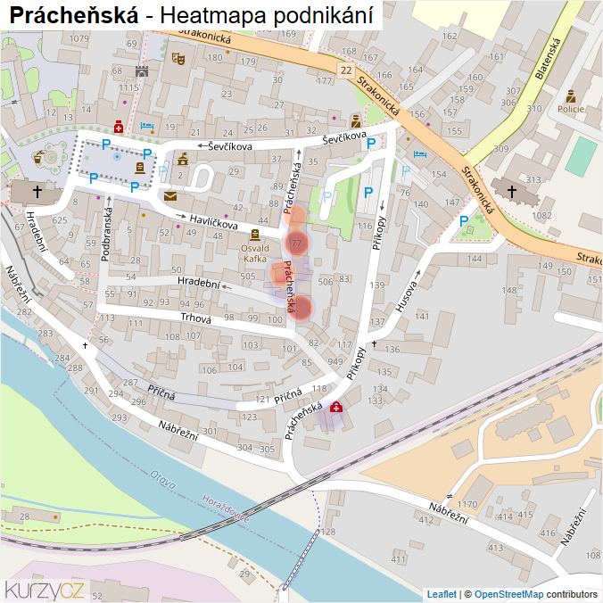 Mapa Prácheňská - Firmy v ulici.
