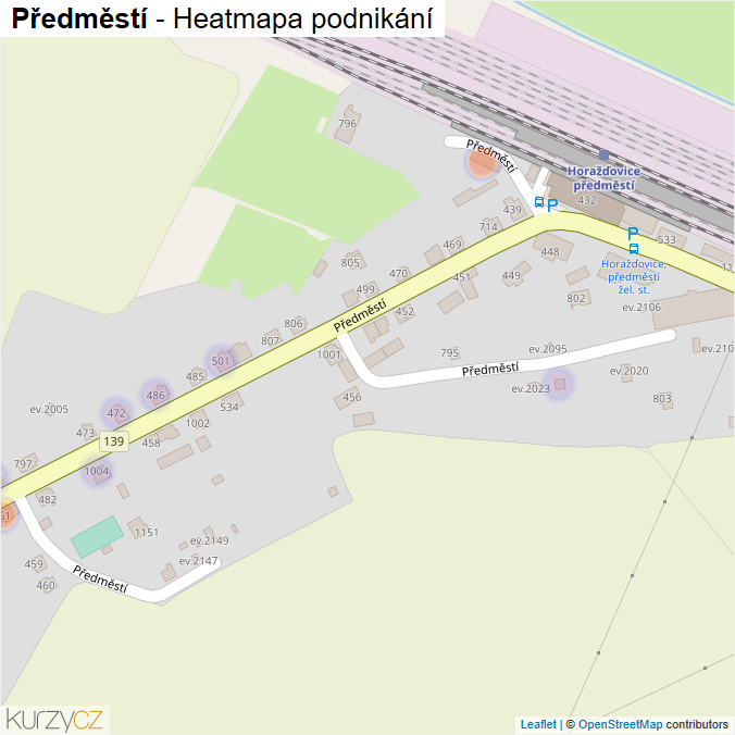 Mapa Předměstí - Firmy v ulici.