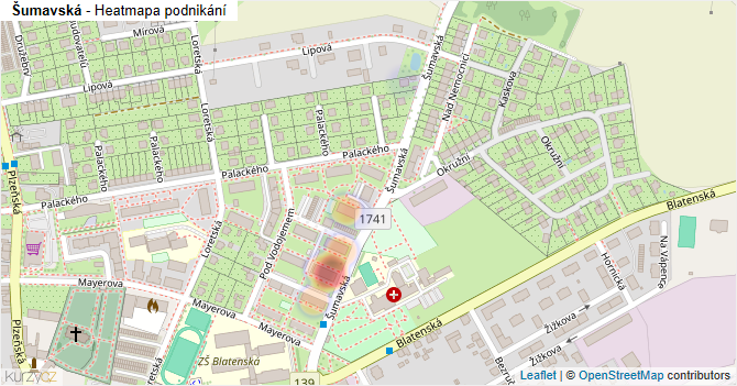 Šumavská - mapa podnikání