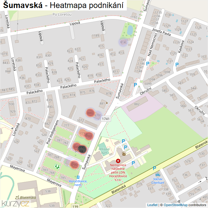 Mapa Šumavská - Firmy v ulici.