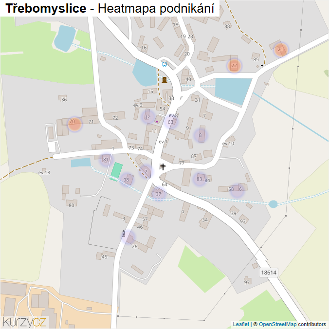 Mapa Třebomyslice - Firmy v části obce.