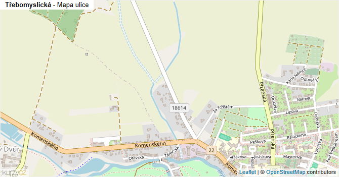 Třebomyslická - mapa ulice