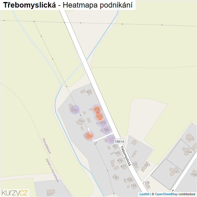 Mapa Třebomyslická - Firmy v ulici.