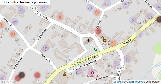 Hořepník - mapa podnikání