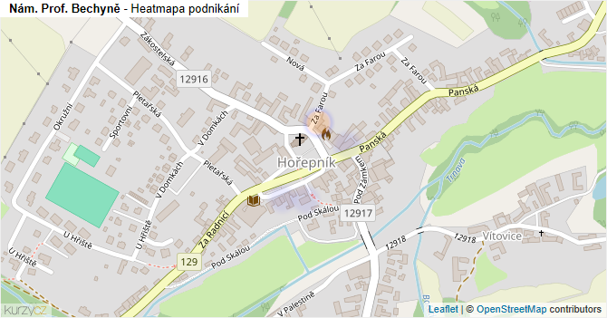 Nám. Prof. Bechyně - mapa podnikání