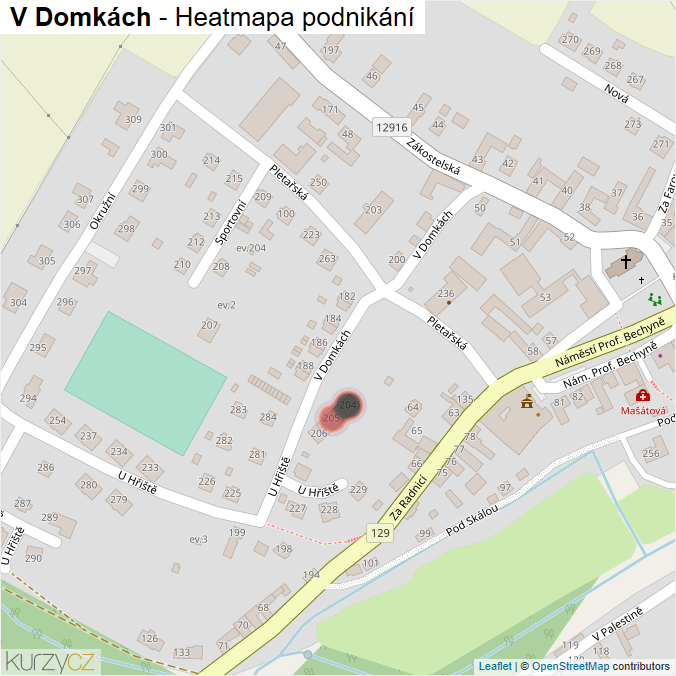 Mapa V Domkách - Firmy v ulici.