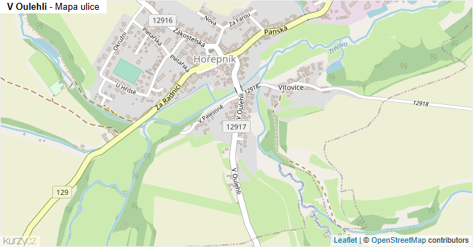 V Oulehli - mapa ulice