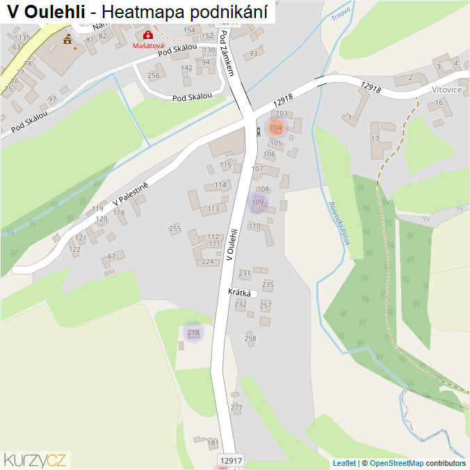 Mapa V Oulehli - Firmy v ulici.