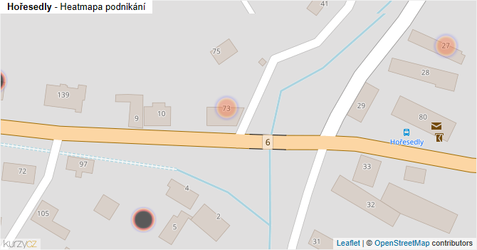 Hořesedly - mapa podnikání