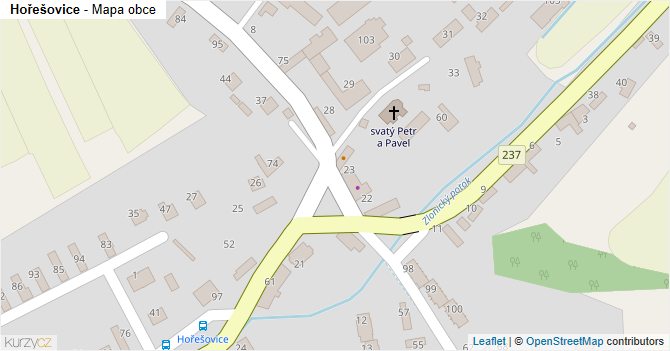 Hořešovice - mapa obce