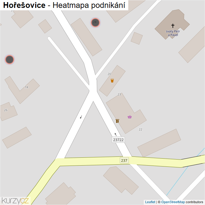 Mapa Hořešovice - Firmy v obci.