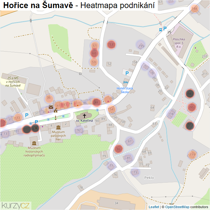 Mapa Hořice na Šumavě - Firmy v části obce.