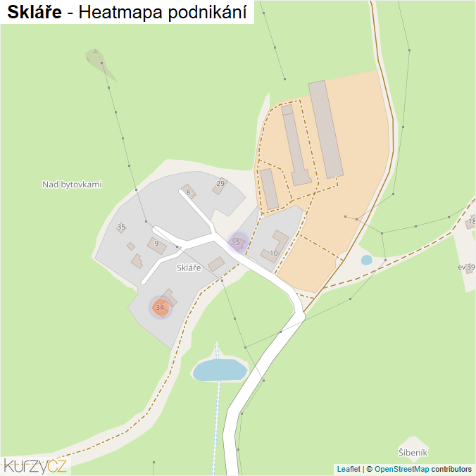 Mapa Skláře - Firmy v části obce.