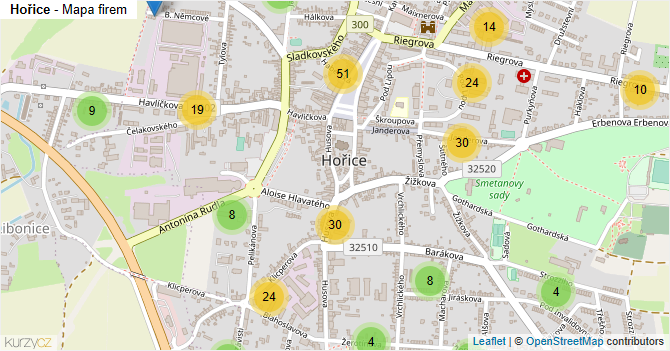 Hořice - mapa firem