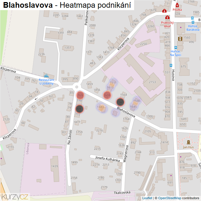 Mapa Blahoslavova - Firmy v ulici.