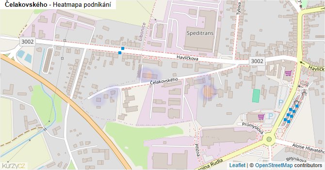 Čelakovského - mapa podnikání