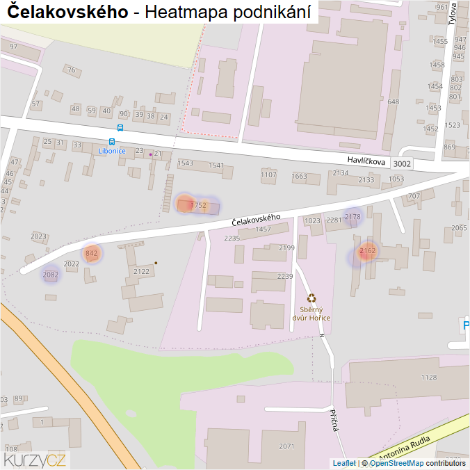 Mapa Čelakovského - Firmy v ulici.