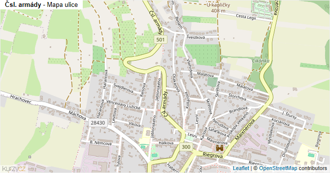 Čsl. armády - mapa ulice