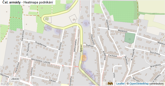 Čsl. armády - mapa podnikání