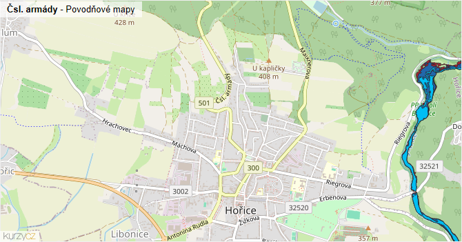 Čsl. armády - záplavové mapy stoleté vody