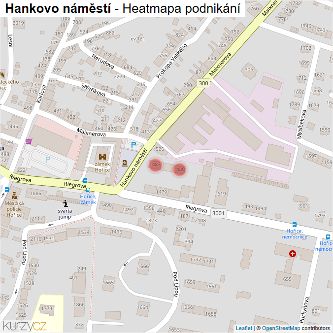 Mapa Hankovo náměstí - Firmy v ulici.
