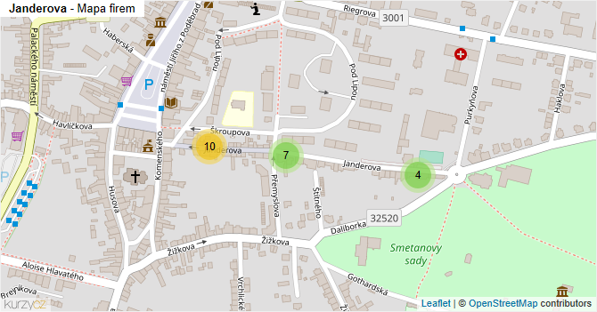 Janderova - mapa firem