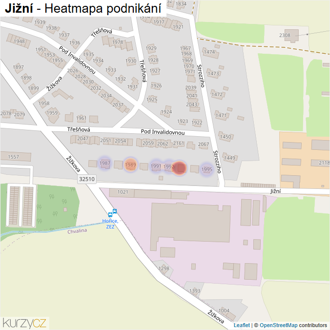 Mapa Jižní - Firmy v ulici.