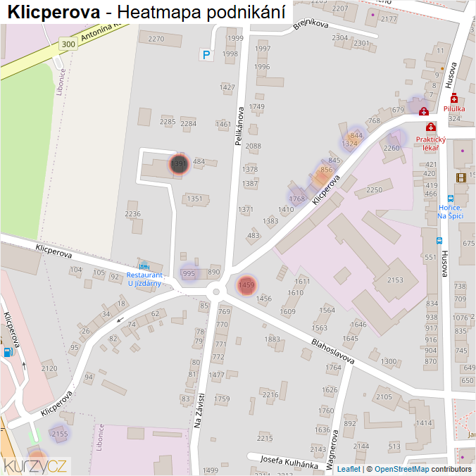 Mapa Klicperova - Firmy v ulici.