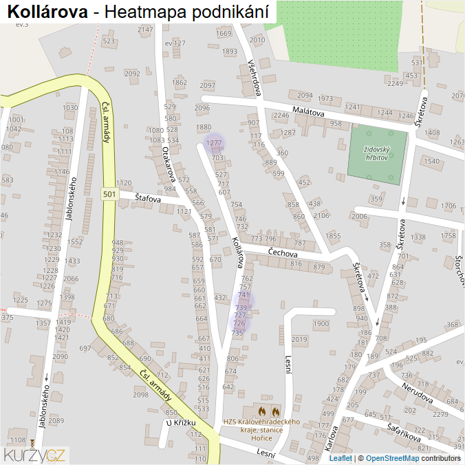 Mapa Kollárova - Firmy v ulici.