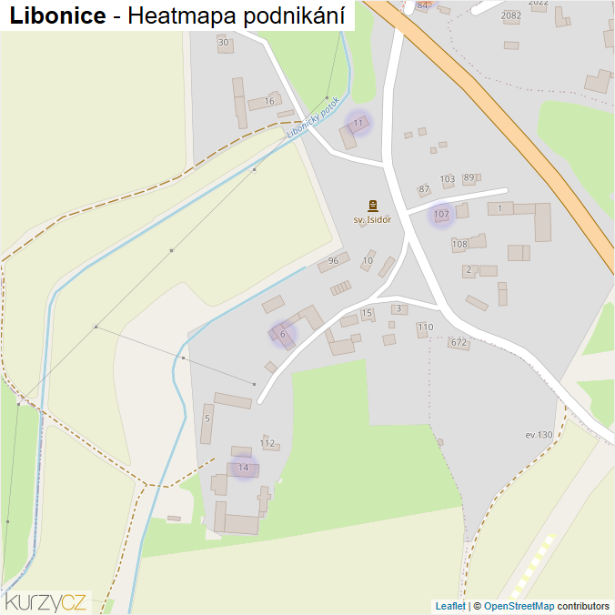 Mapa Libonice - Firmy v části obce.
