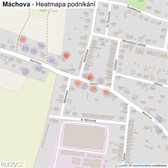Mapa Máchova - Firmy v ulici.