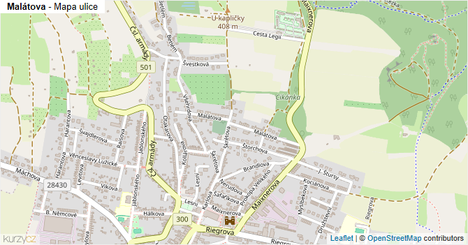 Malátova - mapa ulice