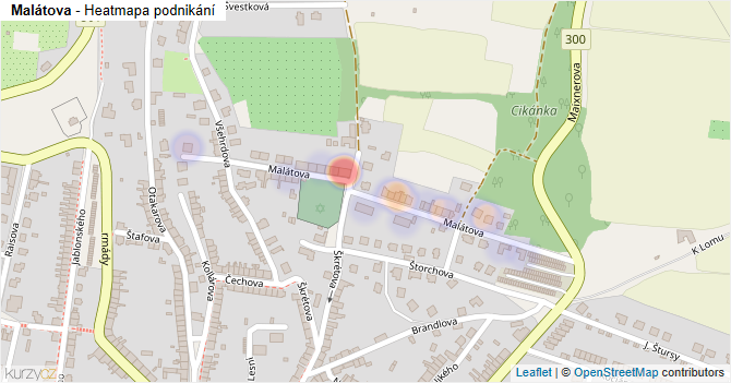Malátova - mapa podnikání